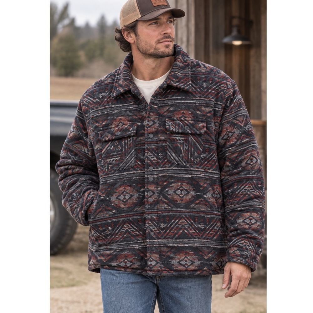 Jachs Mens Aztec Barn Jacket XL Multi Chore Coat Sherpa Corduroy Lined Western